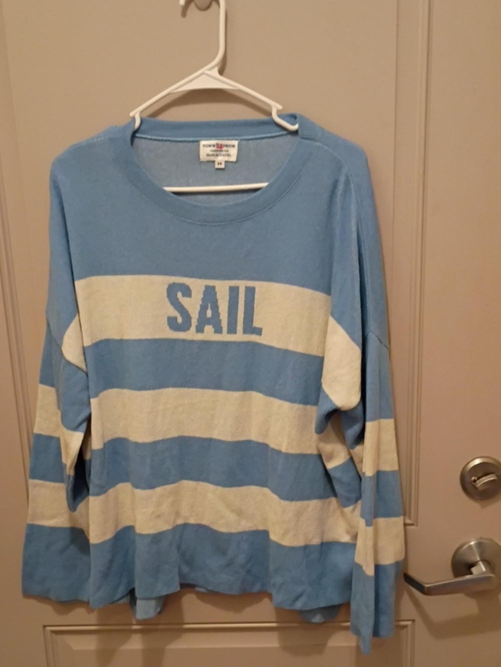 TownPride Blue And White Striped Sail Sweater Women's Size M
